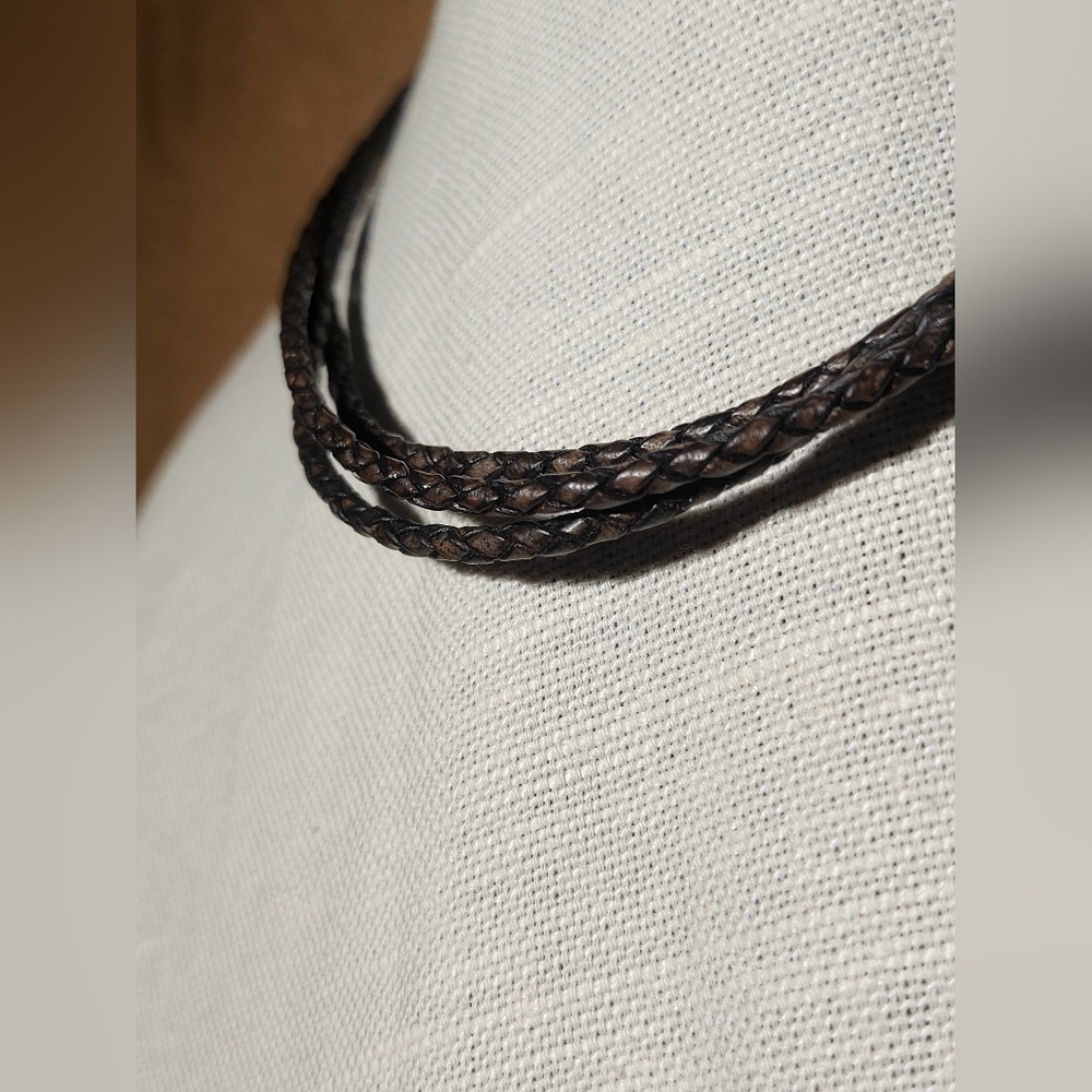 Silpada Dark Brown Braided Leather And Sterling Silver Necklace